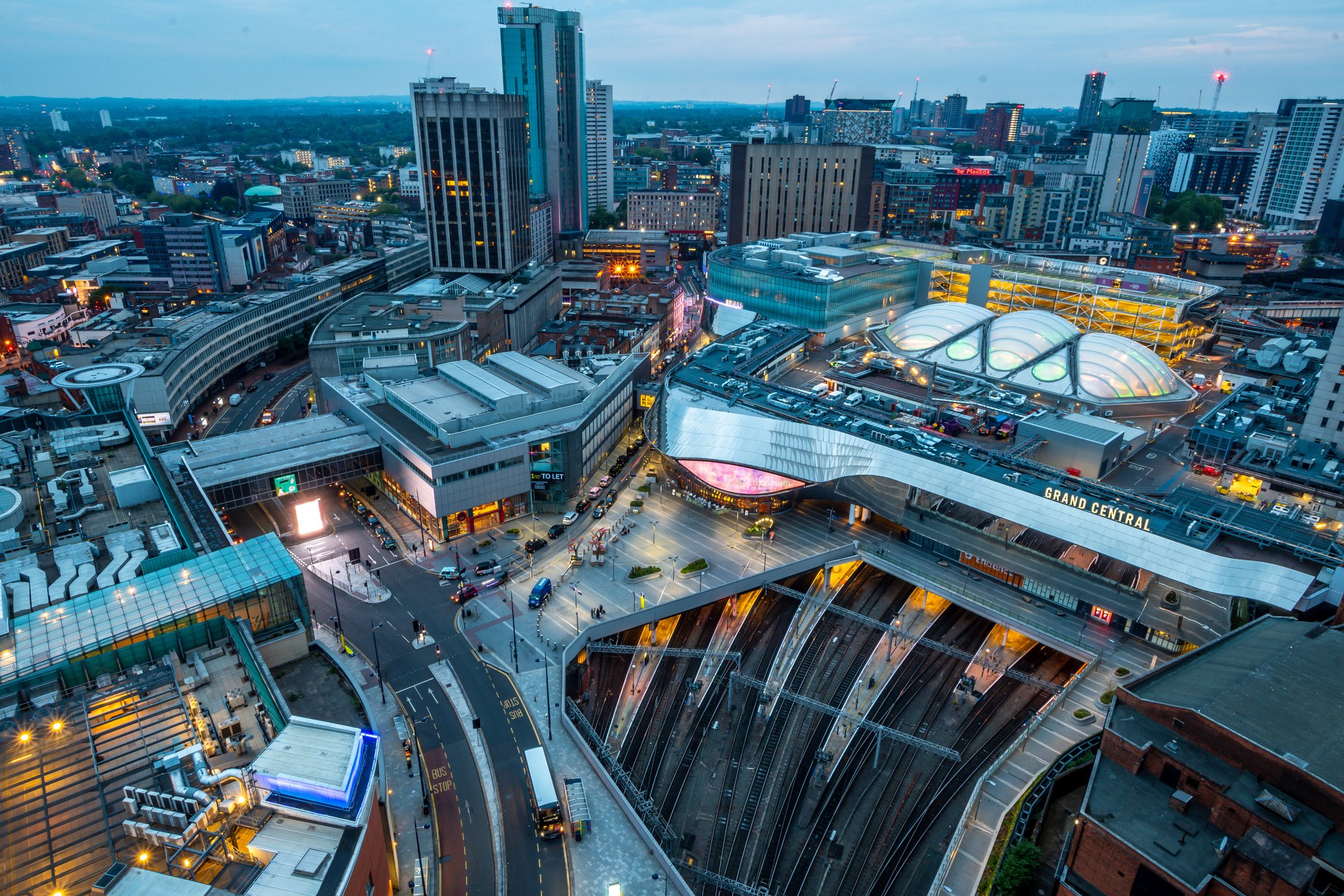 Looking across the city of Birmingham